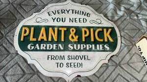 lot 80 image: Metal Plant & Pick Garden Supplies Gardening Casual Need Home Decor Sign