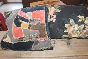 lot 3309 image: Vintage Crazy Quilt Pillow and More