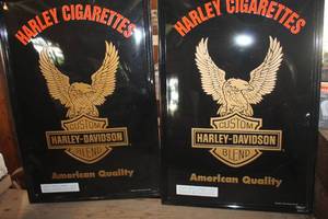 lot 3343 image: Metal Harley Davidson Cigarette Signs