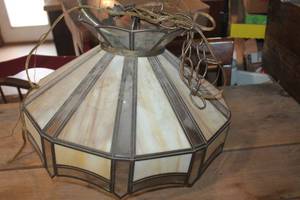 lot 3361 image: Vintage Stain Glass Light Fixture untested