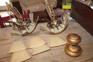 lot 3363 image: Antique Slip Shade Light Fixtures untested not complete
