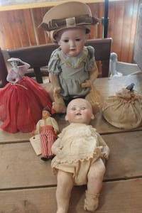 lot 3472 image: Antique 17 Bisque Baby Doll and More