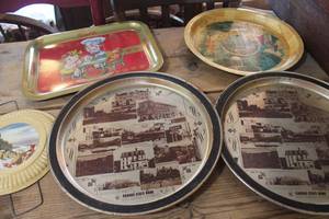 lot 3497 image: Vintage Metal Serving Trays and More