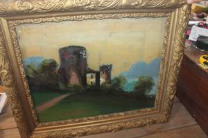 lot 3498 image: 21 x 25 Antique Reverse Painting Picture