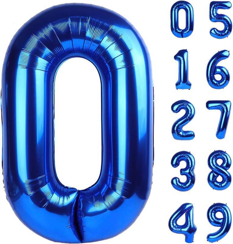 lot 17652 image: Big Navy Blue 0 Number Balloon 40 Inch, Foil 0 Number Balloons, Number Zero Balloons for 10 20 30 40 50 60 70 80 90 100 Women Men Birthday Party, 2025 NumberBalloon Anniversary Graduations Decorations