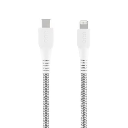 lot 1098 image: onn 6ft Lightning to USB-C Braided Charging Cable, Fast Charging, MFI Certified, White - Compatible with iPhone 14131211XXRXS8765, iPad, Airpods and more