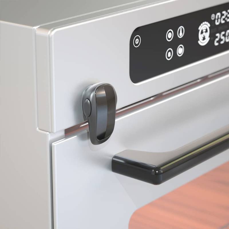lot 22256 image: Moms Choice Gold Awards Winner - SAFELON 1 Pcs Baby Safety Oven Door Lock, Double Button Oven Lock for Kitchen Safety (Black)