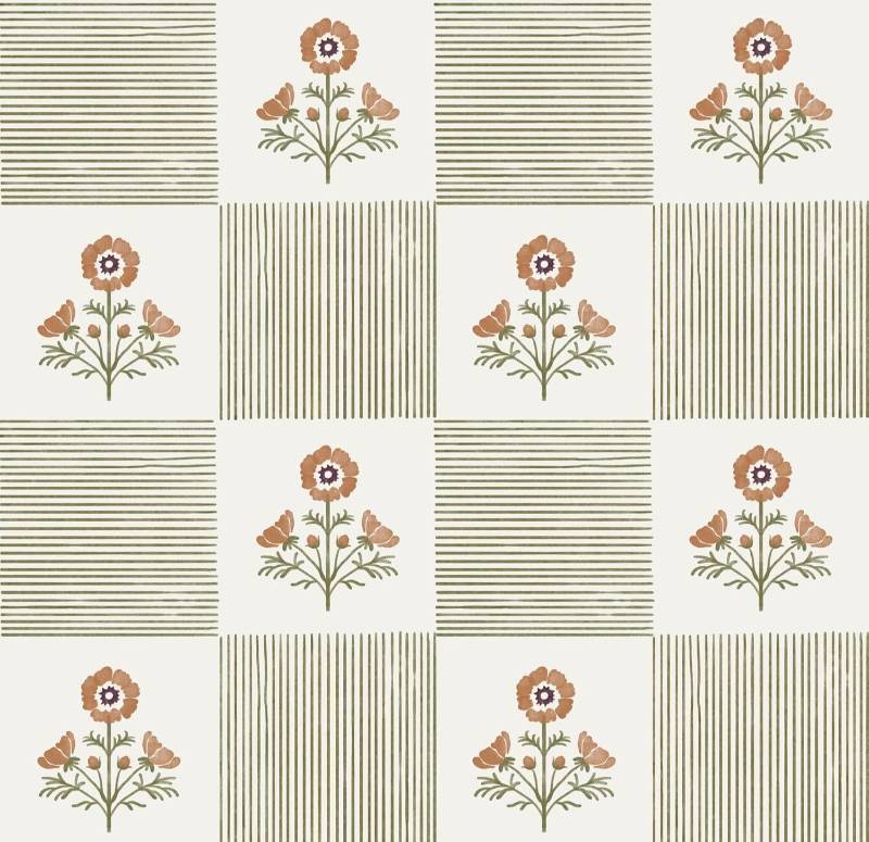 lot 22288 image: Guvana Green Floral Peel and Stick Wallpaper Boho Contact Paper Vintage Floral Self-Adhesive Removable Waterproof Wallpaper Renter Friendly 394 17.3 for Bedroom Livingroom Hallway Cabinets Drawer