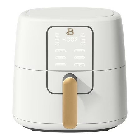 lot 1073 image: Beautiful 6qt Air Fryer with TurboCrisp Technology, EverGood Ceramic Nonstick Coating, BLACK W FLOWERS - DAMAGE