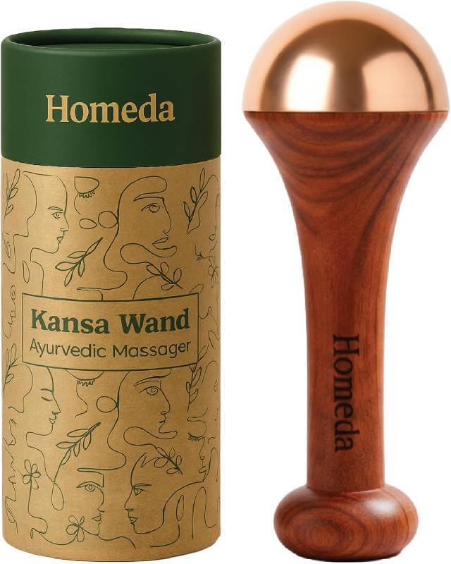 lot 17684 image: Kansa Wand Ayurveda Foot Massager - Indian Skincare Tool - SWA Kansa Wand for Feet & Face Relazation, Wellness & Detox - Ayurveda Gifts (Single Bowl)