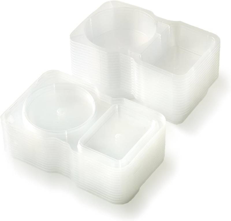lot 10415 image: 130 ml Disposable Sauce & Dip Cups, 2 Compartment Plastic Condiment Containers for Ketchup, Salad Dressing, Oil & Vinegar, Chili Sauce
