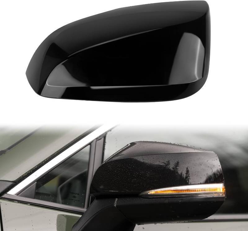 lot 10471 image: Black Left Mirror Cover Replace for 2019-2025 Toyota RAV4 wSignal Model  Fit for XLE XSE and Limited Hybrid with Turn Signal Light Model, Directly Replace Style, Not Sticker Style
