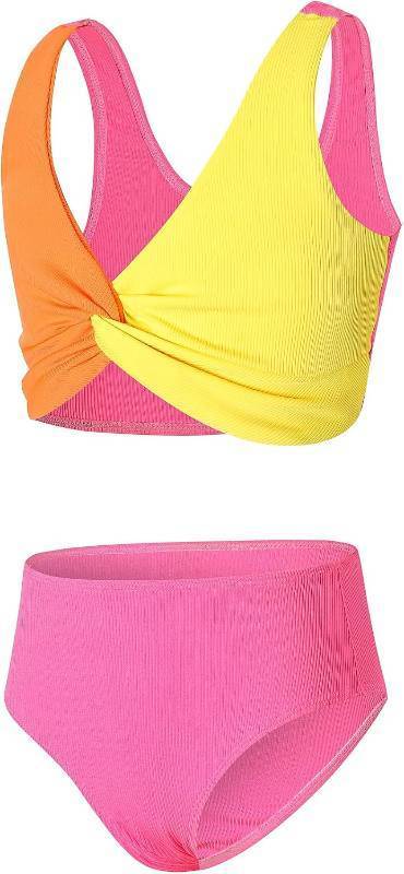 lot 8365 image: J.E Sterguard Two Piece Swimsuits Teen Bikini Color Block Girls Swimwear Ribbed Swimsuits Size 13Y