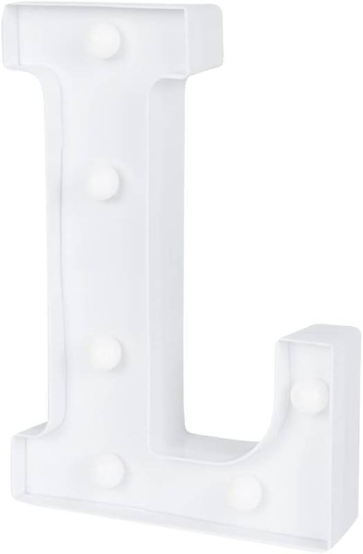 lot 8378 image: Restaurantware Illumify 5.9 x 1.2 x 8.7 Inch Light Up Letter 1 Durable Marquee LED Light - Letter L Touchproof White Plastic Party Light Keyhole Slot For Parties Weddings Or Special Events