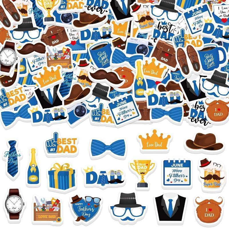 lot 8256 image: 300Pcs Fathers Day Foam Stickers, Cute Beard Tie Dad Foam Sticker Self Adhesive Fathers Day Stickers for Fathers Day DIY Arts Crafts Party Favors School Activity Reward