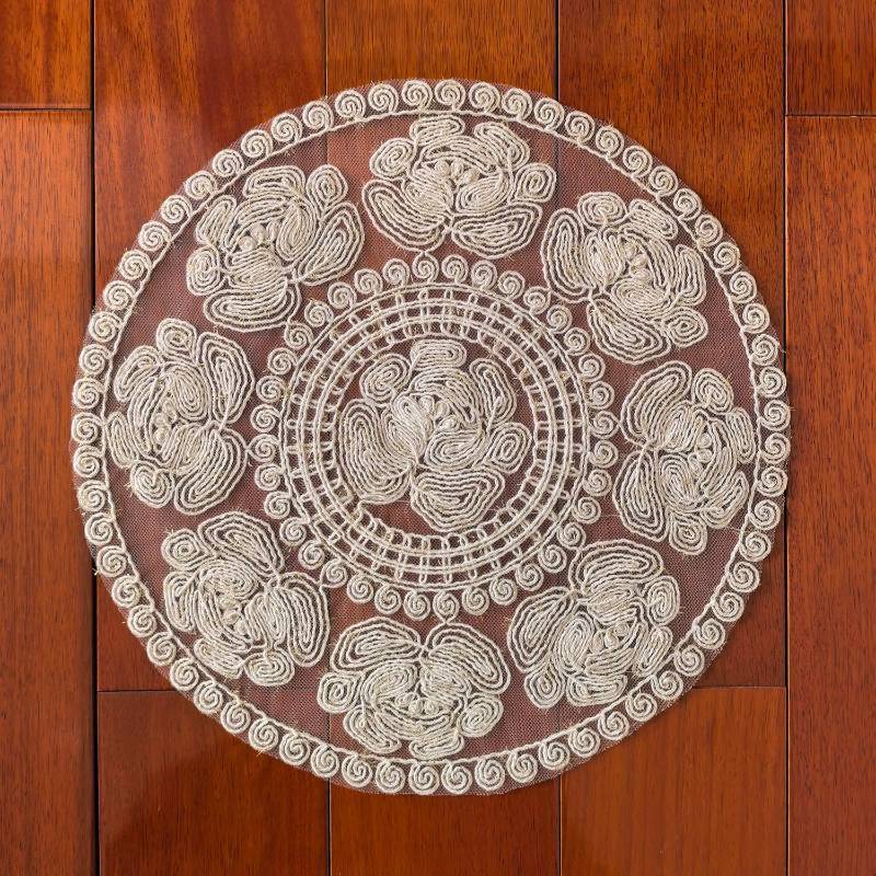 lot 8244 image: Lace Doily 15 Inches Neutral FlowersTones Crochet Handmade Coaster Round Placemat Rustic Table Doilies Decors for Kitchen Dining Room Party Dressers Dream Catcher Decoration