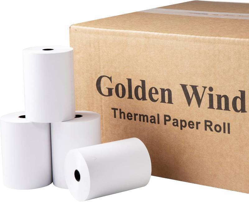 lot 8287 image: 20 Rolls, GOLDEN WIND Thermal Paper Receipt, 3 18x250, Fits most of Cash RegistersPOS Thermal Printers. 80 (W)75mm (Roll diameter).