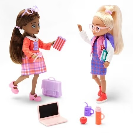lot 19142 image: Hey Bestie Bella & Nicole 20 Piece Set of 2 (5.5-inch) School Dolls with Toy Laptop & Accessories, Kids Ages 3