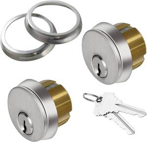 lot 40391 image: Brass Mortise Cylinder Lock Commercial storefront Door Lock Mortise cylinders Compatible with Adams Rite Kawneer and Vistawall deadbolts Comes in 2-Pack Silver with Matching Keys