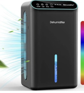 lot 40393 image: Dehumidifiers for Home, Up to 800 Sq.ft, 86oz Water Tank, Dehumidifiers for Bedroom with Essential Oil Diffuser, 7 Color LED Light, 24H Timer, Auto Shut-off, Ideal for Bathroom Basement Closet RV