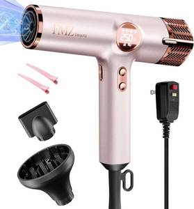 lot 45038 image: FMZ Professional Ionic Hair Blow Dryer with Smart Display, 1875W High Speed Brushless Motor for Fast Drying, Small Portable Light weight Low Noise, Curly Diffuser Blowdryer for Women Kids Salon Travel