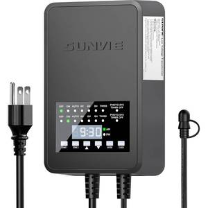 lot 45042 image: SUNVIE 300W Low Voltage Landscape Transformer with 2 Independent Control Output Landscape Lighting Transformer with Timer and Photocell Sensor 120V AC to 1214V AC Weatherproof Low Voltage Transformer