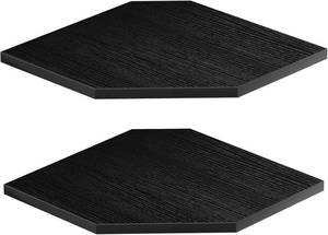 lot 45050 image: JJL Corner Shelves, 12 Inch Corner Shelf Wall Mounted with Wire Hole, 2 Tier 13.3 Inch Deep Wooden Corner Hanging Shelving for Wall Storage, for Speaker, Cable Box, Black
