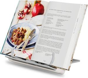 lot 45060 image: Portable Book Stand Holders for Reading Hands Free, Adjustable Cookbook Recipe Stand Holder for Kitchen Counter with Page Holder Clips