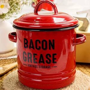 lot 45061 image: Bacon Grease Saver with Strainer   Emptycolor 46oz Grease Container for Kitchen, Cooking Oil Bacon Fat Storage Can Jar with Stainless Steel Filter   Farmhouse Style Grease Holder, Dishwasher Safe