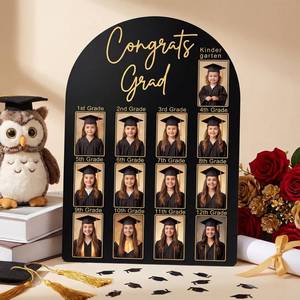 lot 73543 image: School Years Picture Frames Set K-12th Graduation Decorations Class of 2026 Wooden Picture Frame Display Decor Black for Kindergarten to 12th Grade Graduation Keepsake Gifts Grade Party - Retail $25