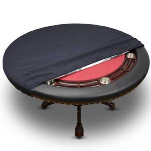 lot 73545 image: Oval Poker Table Dust Cover 56L x 56w Black Heavy Duty Water-tight Dust Proof Protective Vinyl Poker Table Dusts Cover with Elastic Band Hem for Home Rooms Game Casinos Easy to Slip on - Retail $23