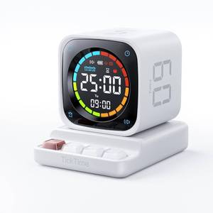 lot 73547 image: TK3 Pomodoro Timer Cube, Desk Productivity Timer with 5103060 Min Presets, Custom Countdown, Stopwatch, Clock, 3 Alarm, Silent, Vibrate & Sound Alert, for Task, ADHD, Study, Kitchen, White - Retail $60