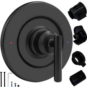 lot 28541 image: Replacement for Moen T2901BL Gibson Posi-Temp Valve Trim Kit, T2901bl valve trim kit, Black Shower Lever Handle, Durable Solid Metal, Matte Black (Note not included 2510 valve) - Retail $36