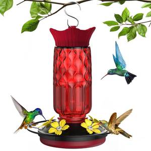 lot 28542 image: Hummingbird Feeders for Outdoors Hanging, 16 oz Plastic Hummingbird Feeders - Retail $13