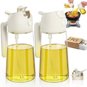 lot 28545 image: Oil Sprayer for Cooking 2pcs,2 in 1 Oil Dispenser and Oils Sprayer Kitchen Gadgets-16oz Glass Oils Spray Bottle,Mist Olive Oil Dispenser,Air Fryer,Salad,Grill (White Kitchen Accessories) - Retail $8