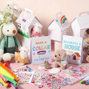 lot 28554 image: 181 Pcs Adopt a Puppy Party Favors Include 18 White Dog House Boxes with Holes Adoption Sign Make Collar for Your Pet Decorate a House for Your Pet and More and Dog Party Supplies - Retail $37