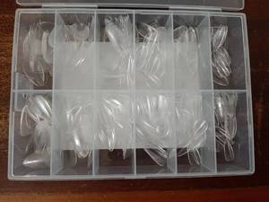 lot 28562 image: Medium Almond Nail Tips, 360Pcs Gel Nail Tips, 12 Sizes Acrylic Pre Buffed Medium Almond False Tips, Full Cover Half Matte Nails for Nail Art Extension Press on Nails - Retail $12
