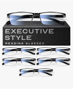 lot 28580 image: Executive Style Reading Glasses Men - Durable Readers with Blue Light Filtering- Comfortable Fit with TR90 Frames - Retail $20