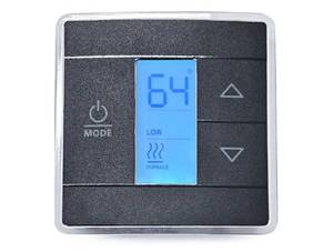 lot 28594 image: RV Thermostat for Domestic CT, 3-Wire, 12VDCSingle-Zone Digital Wall Control for Cooling and Heating, Touch-Sensitive Controls, Blue Backlight and Frosted Face - Retail $20