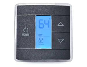 lot 28599 image: RV Thermostat for Domestic CT, 3-Wire, 12VDCSingle-Zone Digital Wall Control for Cooling and Heating, Touch-Sensitive Controls, Blue Backlight and Frosted Face - Retail $20