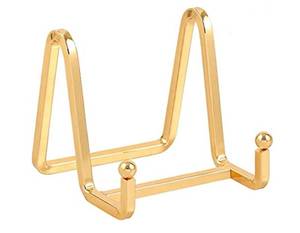 lot 28604 image: Plate Holder Easel Display Stand - 3 inch Metal Plate Stands for Display - Tabletop Picture Stand - Gold Iron Easels for Display Pictures  Photo Frames  Book  Decorative Plates  Plaque - 1 Pack - Retail $8