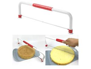 lot 28617 image: XL Adjustable Cake Layer Cutter Leveler Slicer for 6-16 Inch Large Layer Cakes, Bread Slicer, Toast Cutter, Stainless Steel Food Saw, Stratification Auxiliary Leveling Baking Tool, Bread Slicer, Toast Cutter - Retail $17