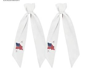 lot 28618 image: Wreath Sash for Front Door - 2 Piece 250th Weather ResistantDecorative Door Ribbon Banners and 4 American flags For Front Door Wreath Porch Entryway Patio Holiday Party Home Independence Celebration - Retail $5