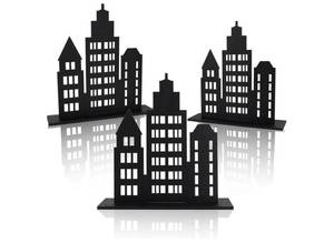 lot 28620 image: 3pcs Skyscraper Party Decorations Wooden BlackHero Theme New York Skyscraper Table Decor City Skyline Buildings Centerpiece Sign for Comic Birthday Halloween Party Favors - Retail $9