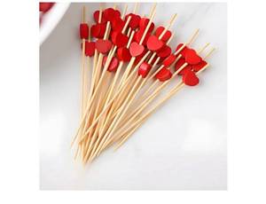 lot 28629 image: Cocktail Picks, 100-Pack 4.7 Inch - Reusable Bamboo Fruit & Appetizer Skewers for Holiday Parties, Charcuterie Boards and Celebrations - Retail $4