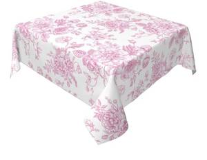 lot 28656 image: Pink Floral Tablecloth 54x54 Inch Square Vintage Chinoiserie Flower Table Cloth Spring Decorative Polyester Stain Resistance Square Table Cover for Party Picnic Kitchen Decoration Outdoor Indoor - Retail $18