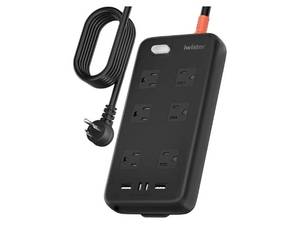 lot 28657 image: Outdoor Waterproof Power Strip IPX6, 15FT Extension Cord with 6 AC & 4 USB, 1625W13A, 2 USB A & 2 USB C Ports, Anti-Electric Shock, Wall Mountable for Kitchen, Laundry, Workshop and Porch, UL Listed - Retail $44