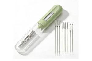 lot 28672 image: 5-in-1 Automatic Needle Threader Kit, Hand Sewing Tool with Seam Ripper, Magnetic Needle Minder, Thimble & 8 Large-Eye Needles �� Portable Sewing Supplies for Embroidery, Cross Stitch, Repairs, Travel - Retail $6