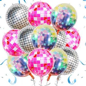 lot 28688 image: 12PCS 22 4D Round Pink Silver Disco Balloons - Retail $12