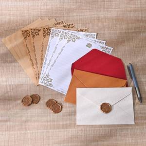 lot 28692 image: 27Pcs Stationery Paper and Envelopes Set, A6 Vintage Envelopes - Retail $9